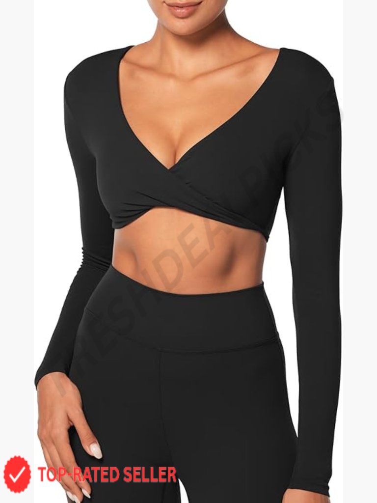 Buttery Soft Twist Crop Top For Yoga Pilates Workout Long Sleeve